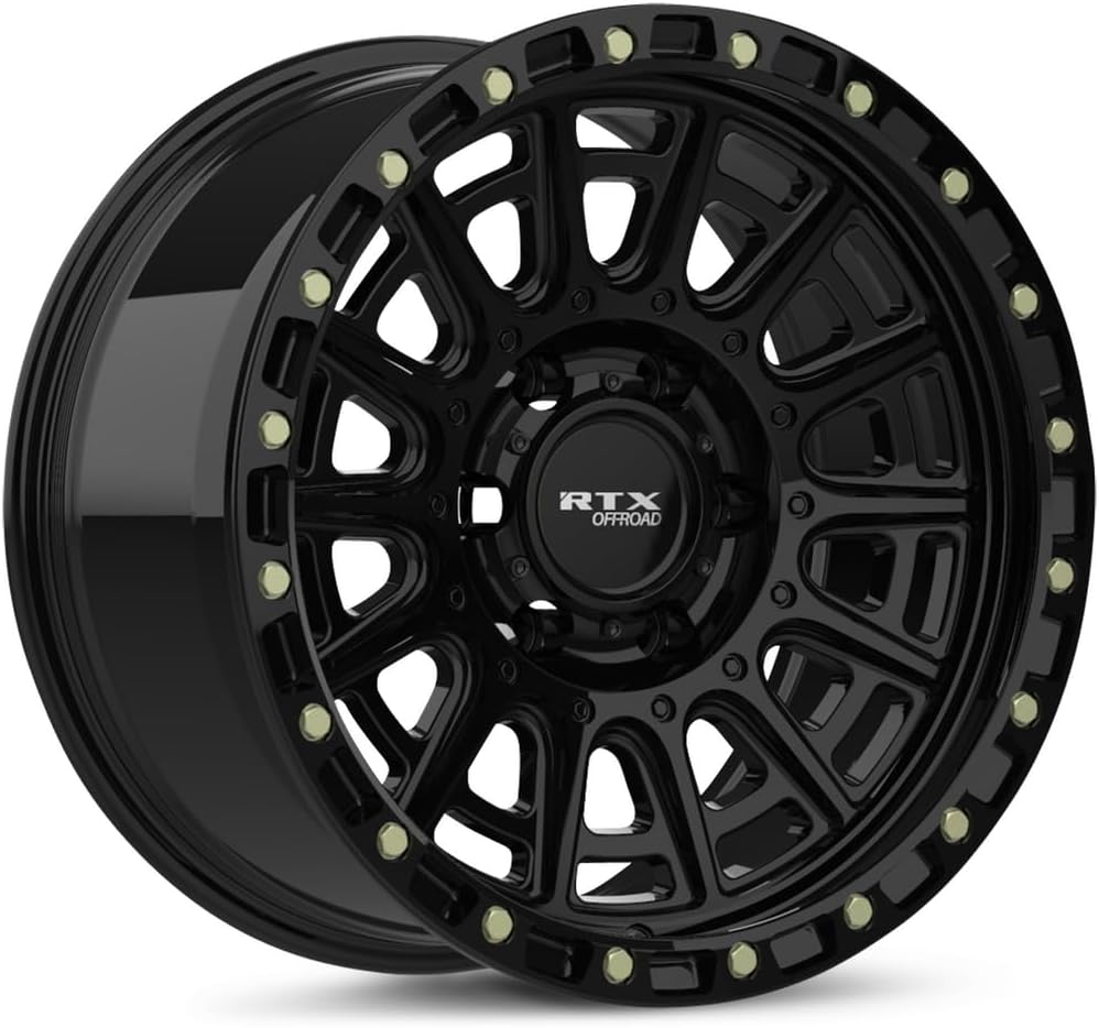 17x8.5 inch Custom Wheel - Gloss Black with Milled Rivets Offroad Aluminum Alloy Rim Offroad Bolt- Pattern 6x139.7 mm Offset 10 mm