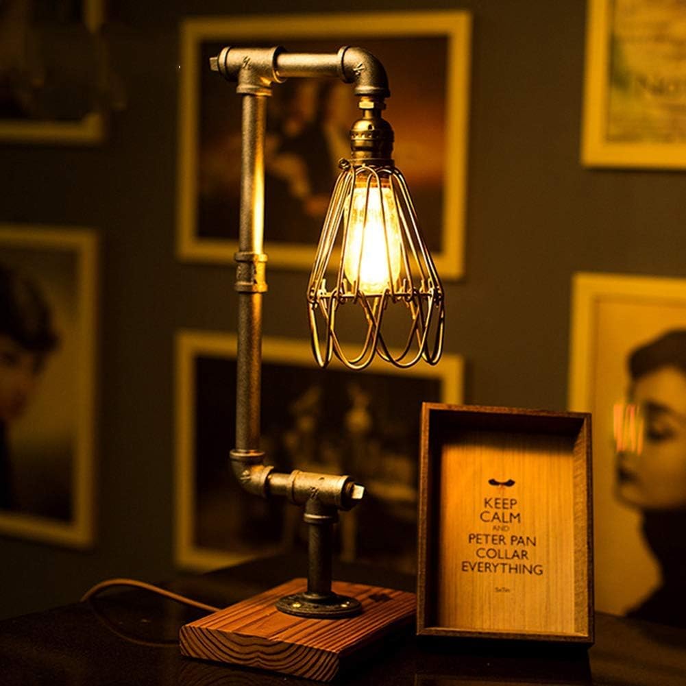 Desk Lamp Retro Industrial Wind Water Pipe Table Lamp Creative Bar Cafe Decoration Desk Lamp Dimmer Switch