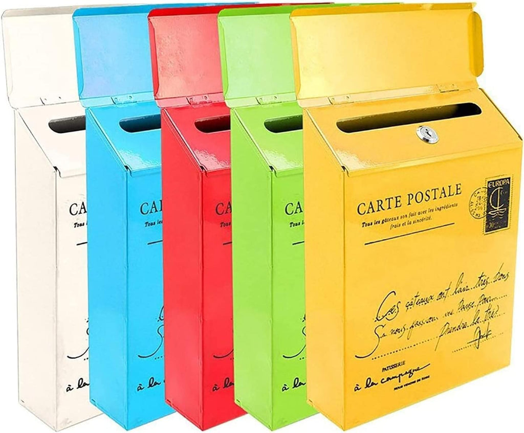 Suggestion Box Mailbox Complaint Suggestion Box Wall Mounted Mailbox Fashion Bucket Newspaper Boxes Metal Letter Post Mailbox Retro American Pastoral Mailbox Mailboxes for Outside Post Mount ( Color :