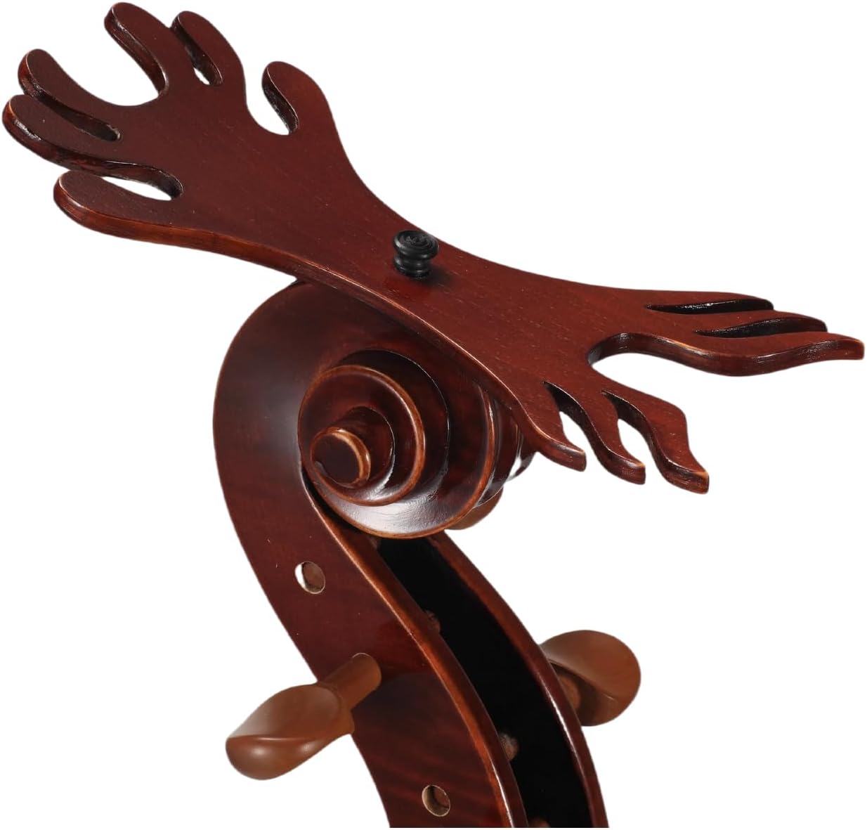 Solid Wood Violin Stand with Bow Holder - No Assembly Needed, Heavy-Duty 4/4 Size Display, Handcrafted Cut-Out Design for Home/Studio/Stage