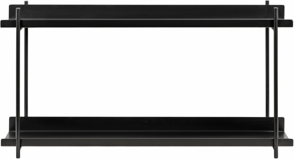 Kate and Laurel Dominic Modern Metal Bathroom Shelf; 28 x 7 x 15; Black; Contemporary Sleek 2-Tier Floating Shelves for Wall Decor; Display; and Over Toilet Storage