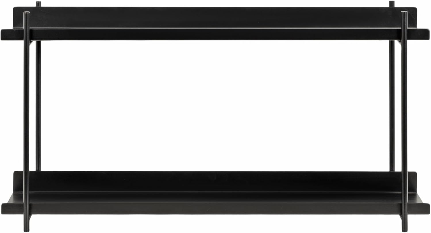 Kate and Laurel Dominic Modern Metal Bathroom Shelf; 28 x 7 x 15; Black; Contemporary Sleek 2-Tier Floating Shelves for Wall Decor; Display; and Over Toilet Storage