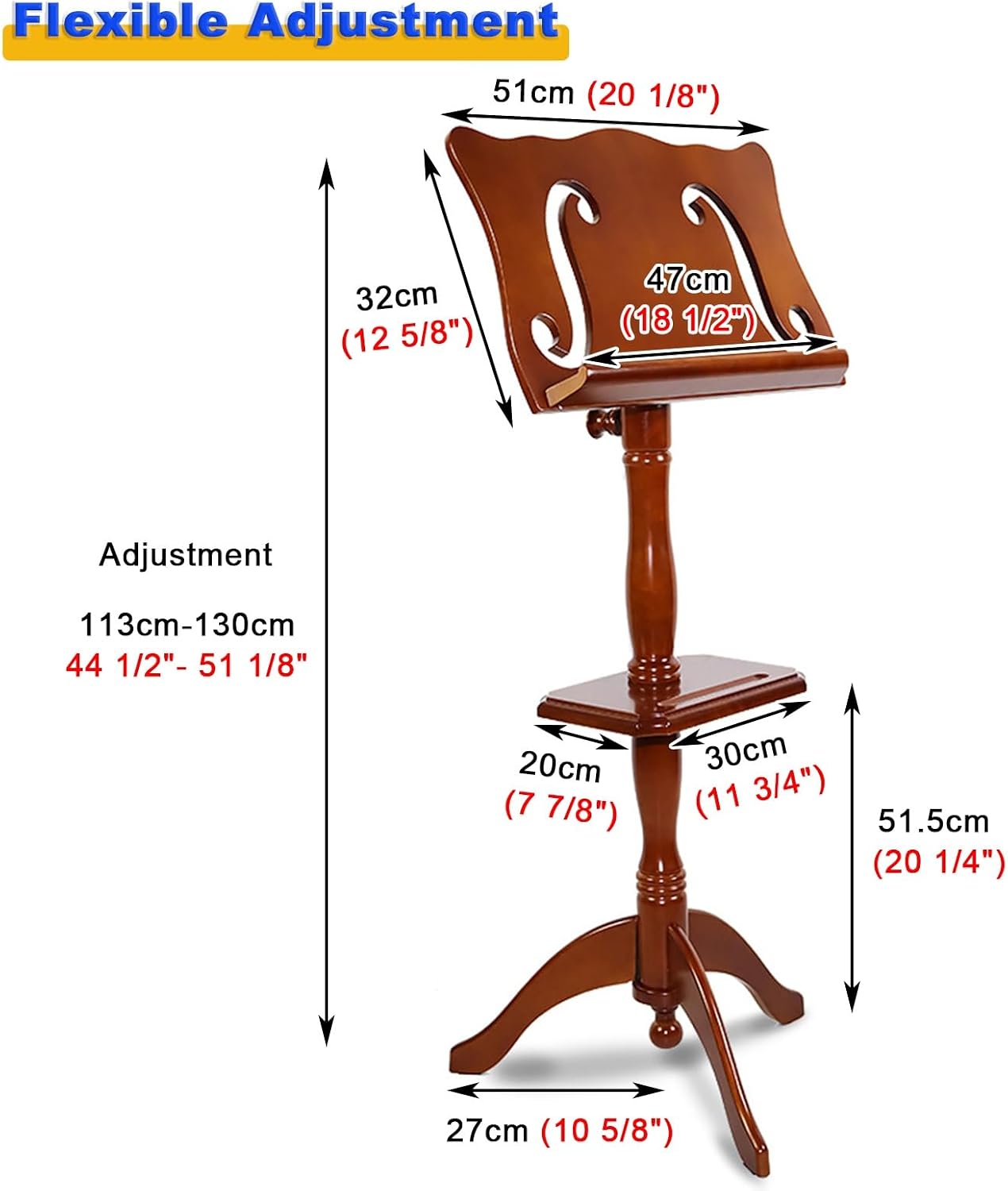 Wooden Carving Sheet Music Stand, Ultra-Stable Lifting Musicians Podium for Classroom, Floor Stand Music Books Racks for Violin/Guitar/Ukulele