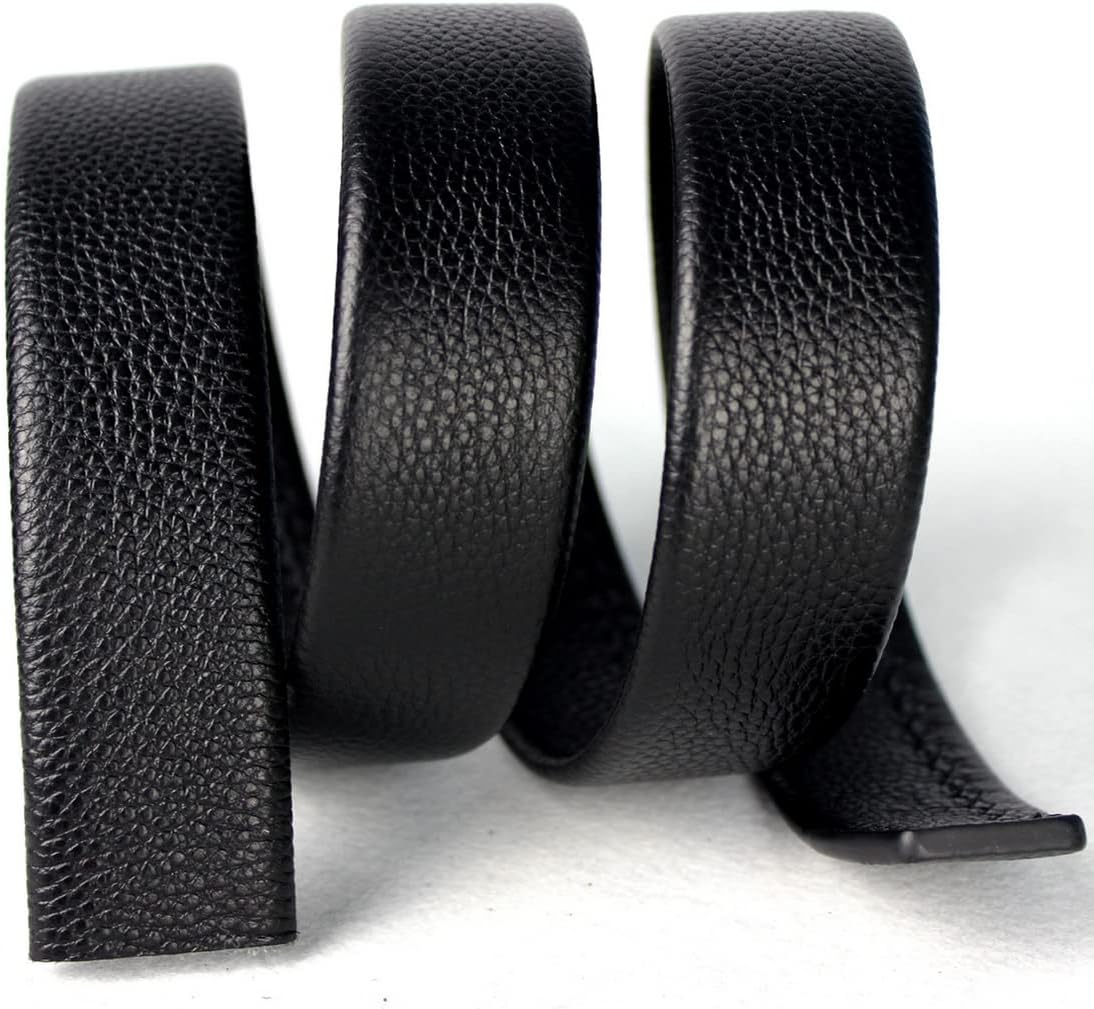 1.38' Luxury Genuine Leather Men's Dress Belt Wolf-Head Buckle Automatic Ratchet Reversible Gift Box