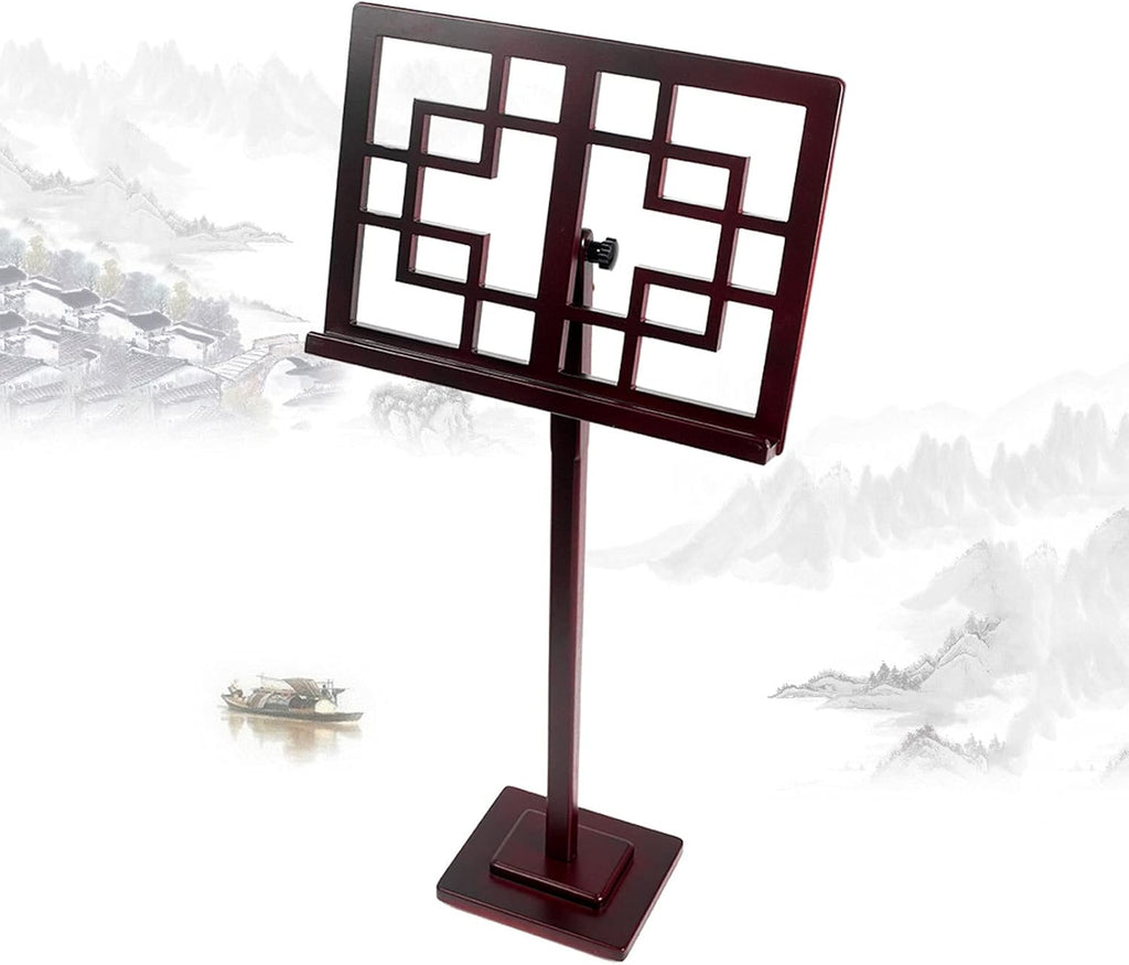 Music Stands Professional Wooden Orchestra Sheet Music Stand, Angle Adjustable Laptop Stand - Portable Violin Guitar Music Book Holder Musical Instruments, Red