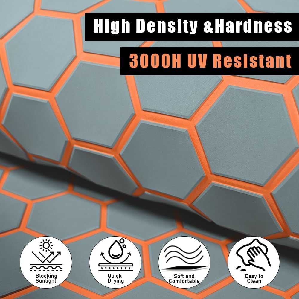 43.31' /37.7' New Hexagon EVA Self-Adhesive Boat Flooring and Decorative Fish for Yacht Pool Boat Flooring Sheet Thick Non-Skid mat