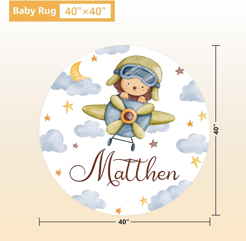 Terwex Personalized Crib Bedding Set, 5 Pcs Custom Name Nursery Bedding Set with Double Layer Flannel Blanket, Pilot Animals Baby Crib Set for Boys Girls, Customized Gifts for Toddlers Infants Babies