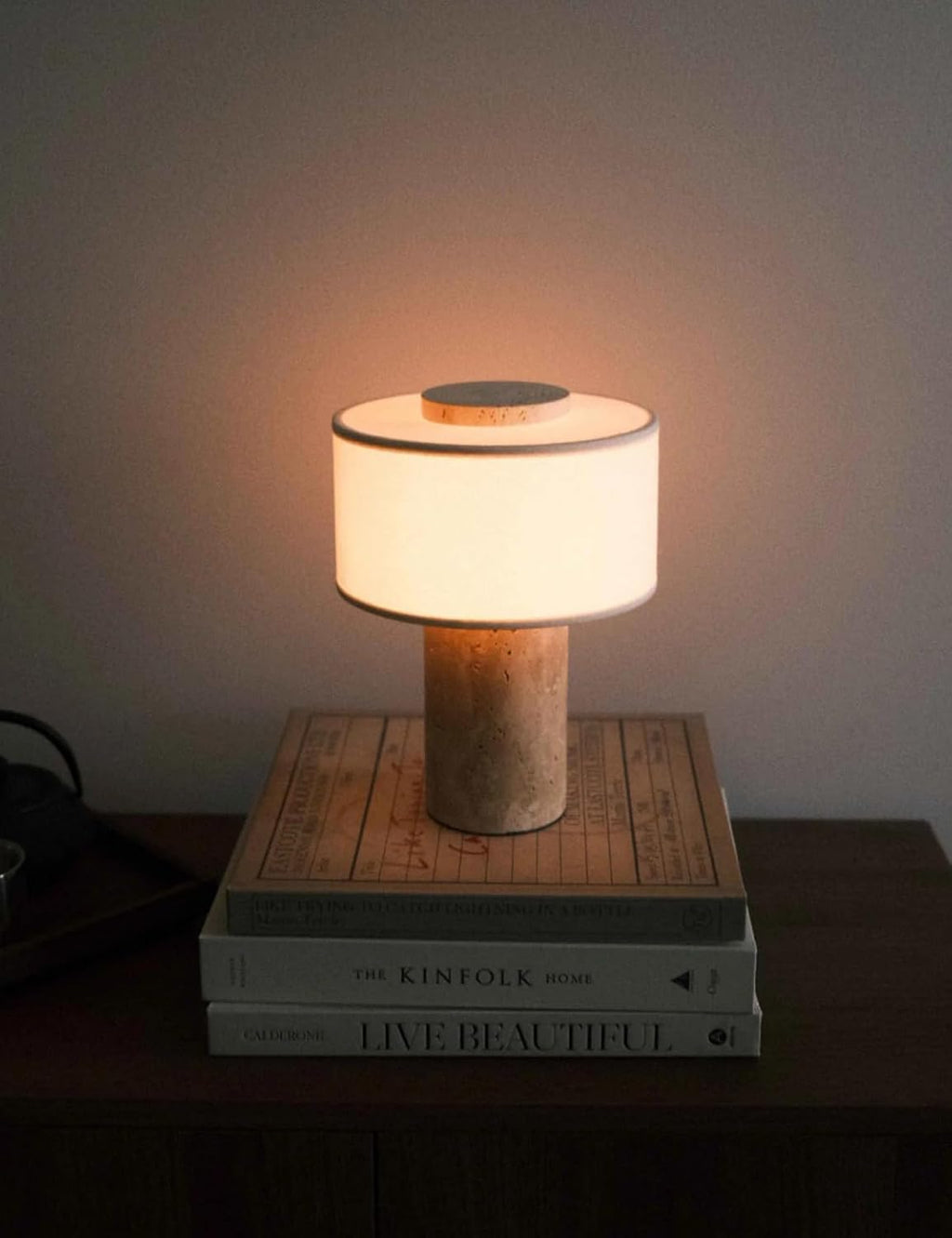 Stone Lamp, Natural Travertine Table Lamp 10 Inch Marble Wabi Sabi Light Fixture Organic Modern Home Decor Warm to Cool White Light for Bedside, Console, Entryway, Counter...(Plug-in Travertine Lamp)