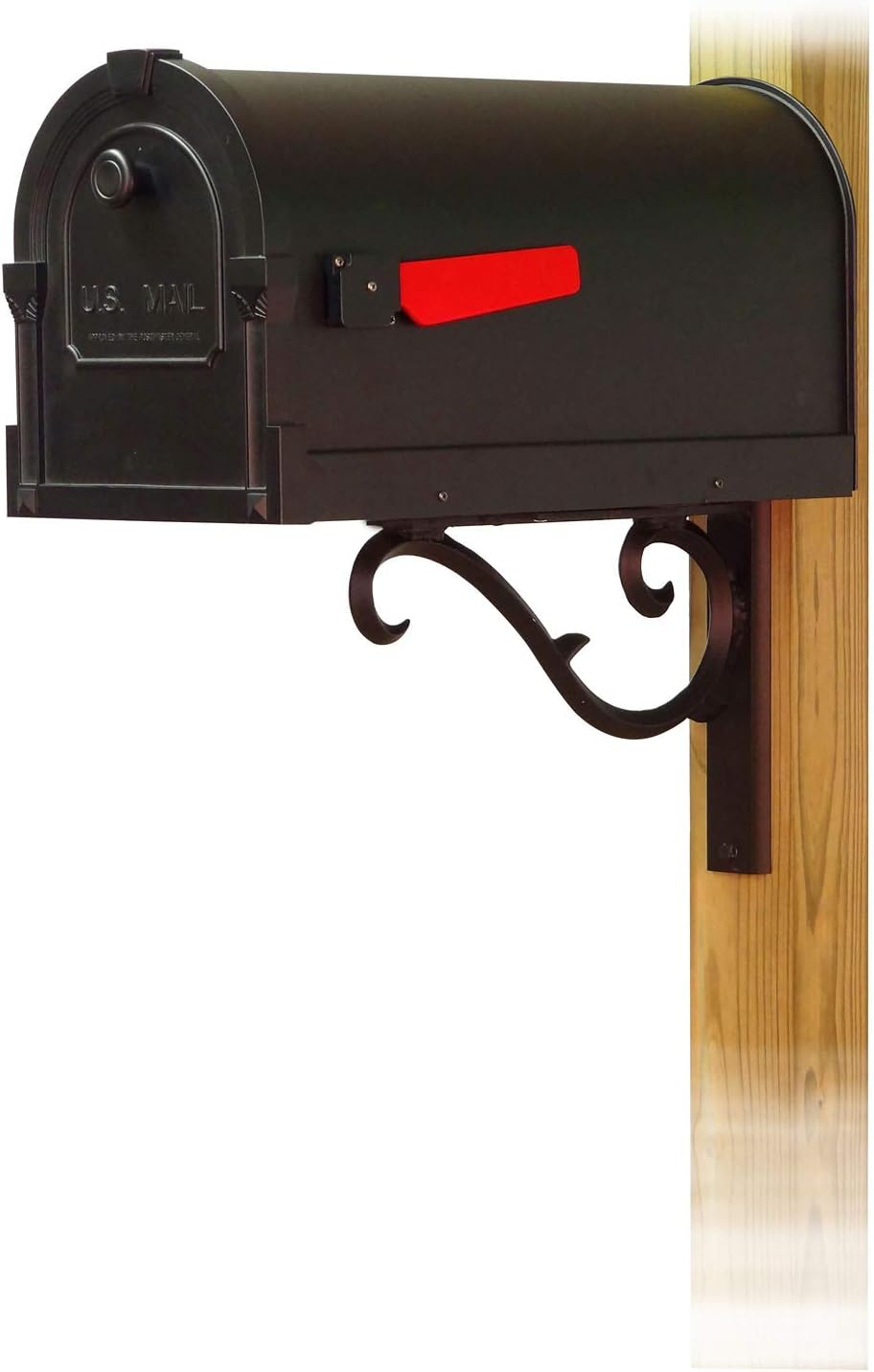 Special Lite Savannah Curbside Mailbox with Sorrento Front Single Mailbox Mounting Bracket - TC-SOR-FS-1014-BLK