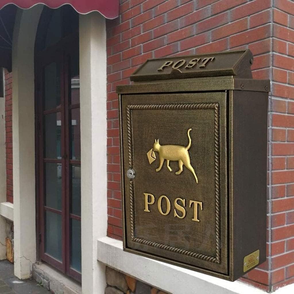 JYDQM Suggestion Box Comment Collection Box Mailbox European Aluminum with Lock Outdoor Post Box Secure Letterbox (Color : Bronze)