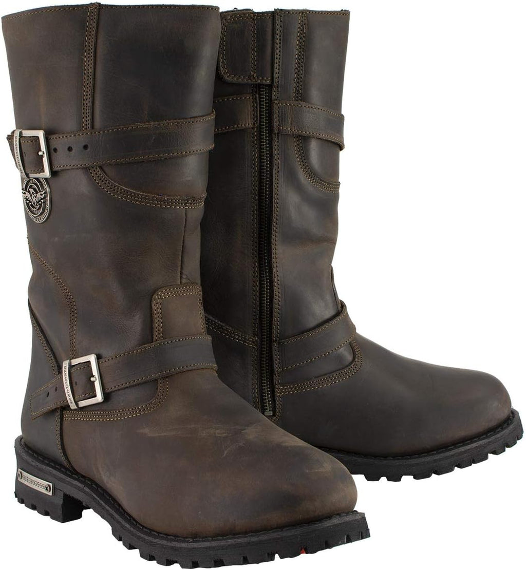 Milwaukee Leather MBM9063 Men's Classic Distressed Brown Leather Motorcycle Engineer Riding Biker Boots - 7