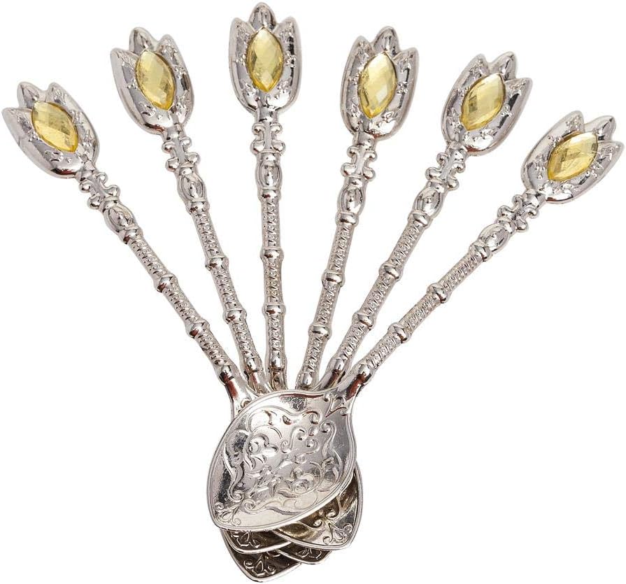 Alisveristime Handmade Turkish Tea Water Zamzam Serving Set Glasses Saucer, Tray and Spoon (Silver)