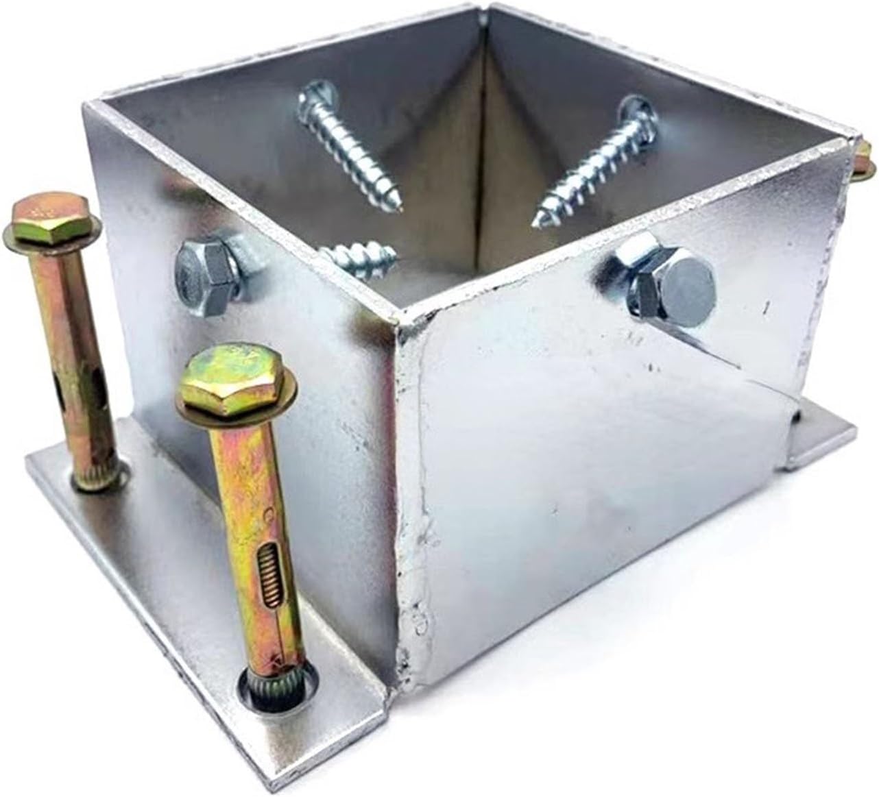 Metal Fence Post Bracket - Durable Outdoor Support for Wood Columns - Mailbox Post Protector(200x200mm)