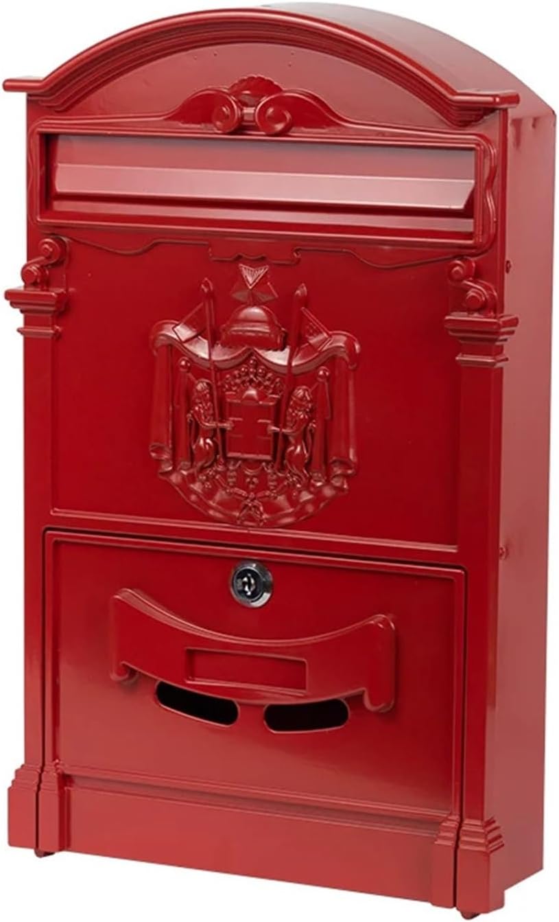 letterbox Wall Mount Locking Vintage Lockable Metal Mailboxe Large Capacity Postbox Security Mail Box for Receiving Mail