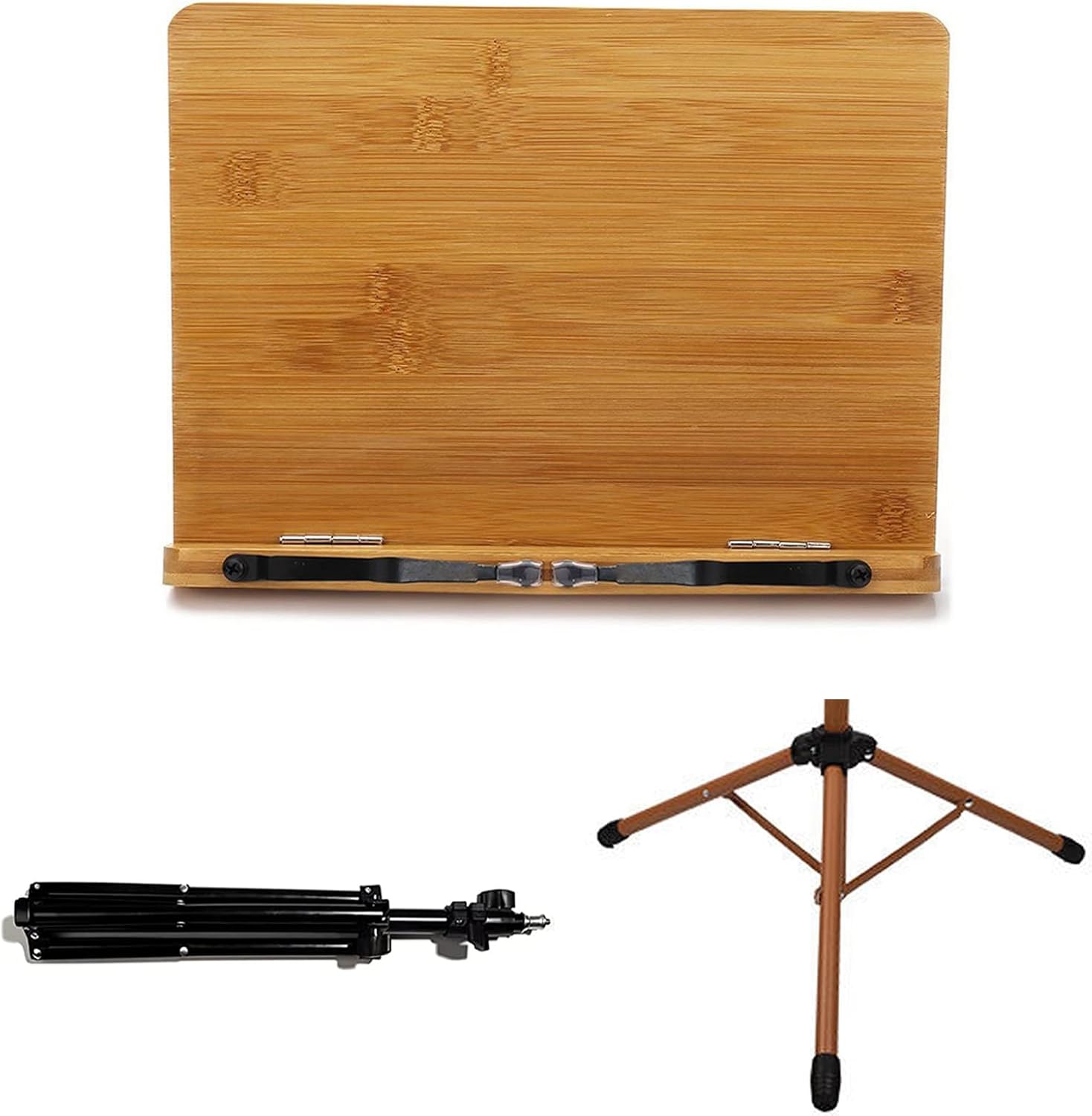 Sheet Music Stand with Violin Hanger, Conductor Music Stand, Scientific Structural Design, The Height Can Be Lifted Freely, Foldable Music Stand for (Wood 17cm*45cm*75cm)