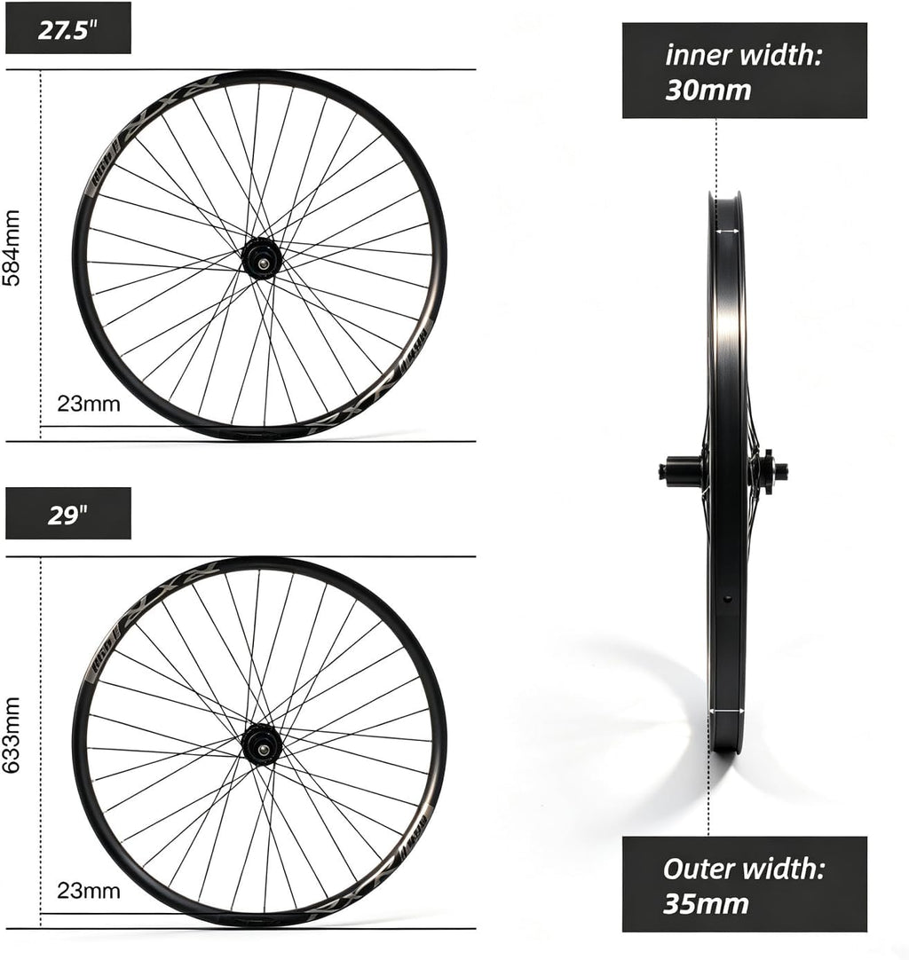 MTB Wheelset 27.5' 29' inch Boost/Thru Axle/Quick Release, Disc Brake Mountain Bike Wheels, Aluminum Alloy Rim 32 Holes for 8-11 Speed Cassette XC AM DH