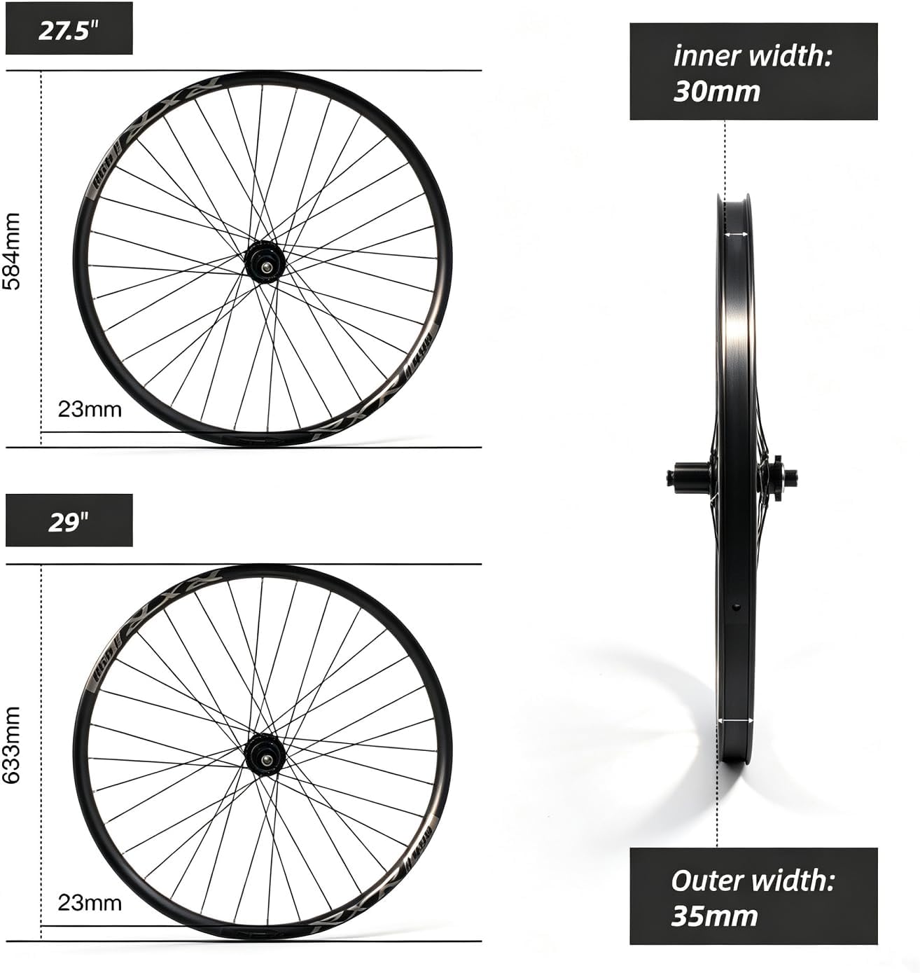MTB Wheelset 27.5' 29' inch Boost/Thru Axle/Quick Release, Disc Brake Mountain Bike Wheels, Aluminum Alloy Rim 32 Holes for 8-11 Speed Cassette XC AM DH
