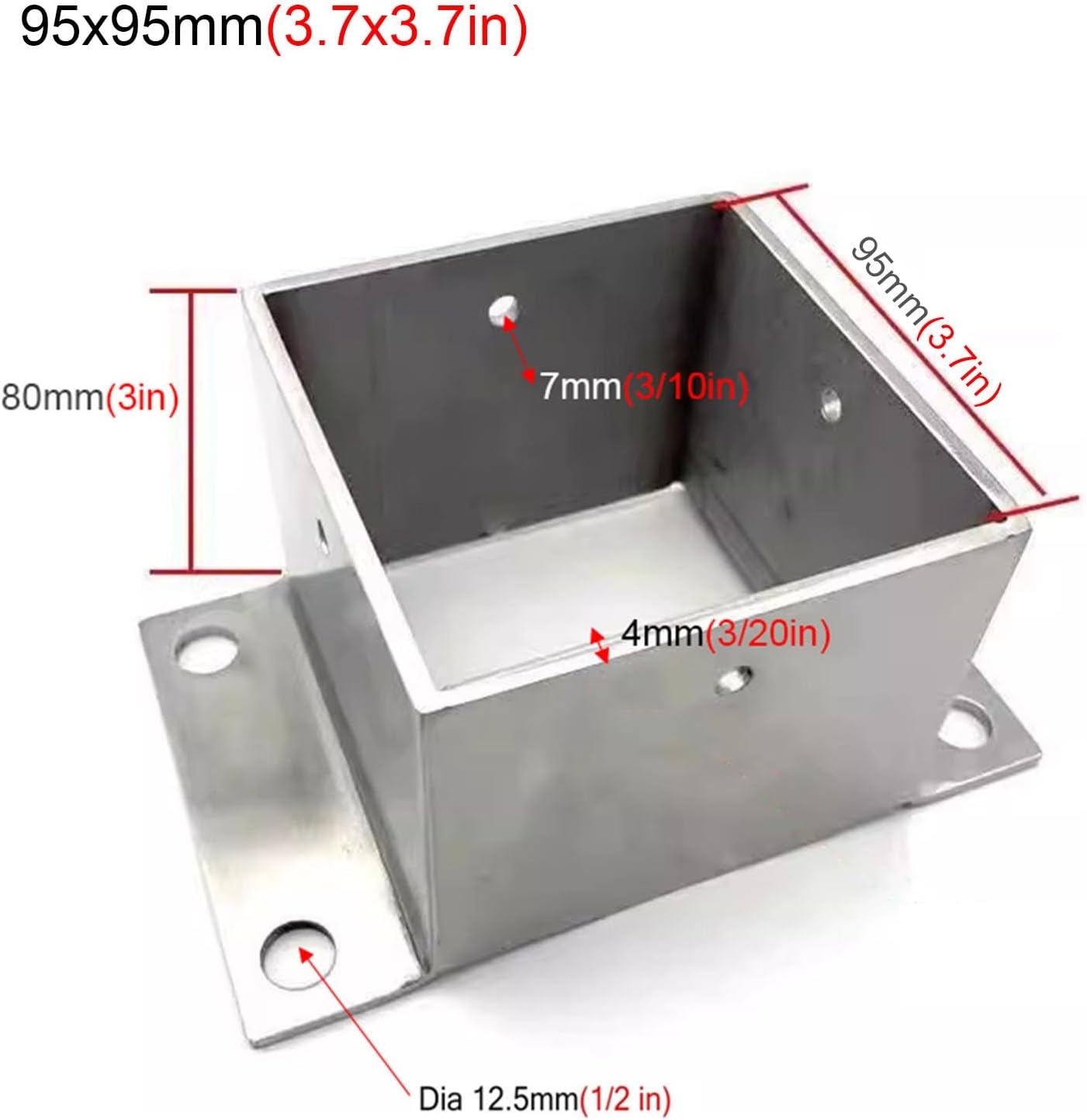 Metal Fence Post Bracket - Durable Outdoor Support for Wood Columns - Mailbox Post Protector(95x95mm)