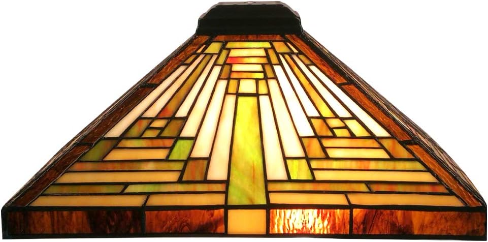 Premium Tiffany Lamp Shade, Mission Lampshades, Stained Glass Square Lampshade, 14 Inches Wide, Lampshade for Table Lamp