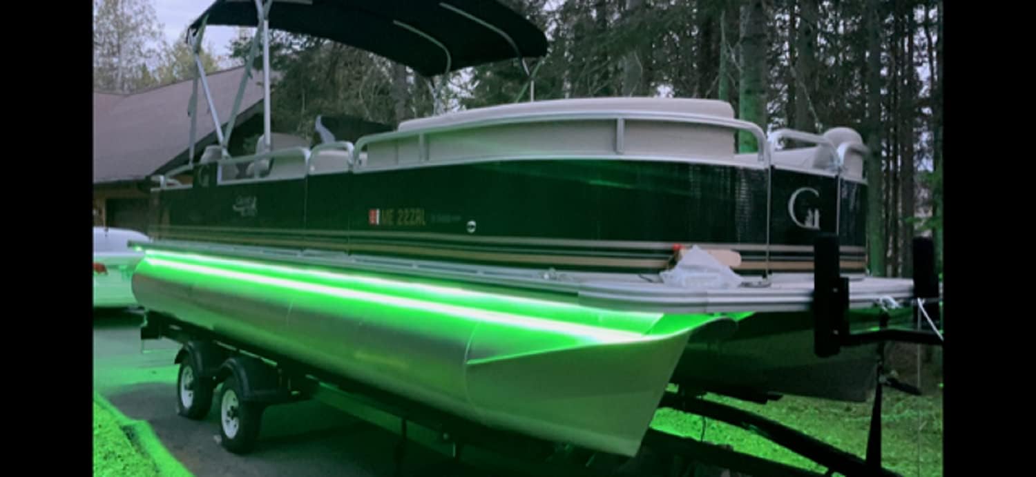 Green Blob Outdoors Pimp My Pontoon for 25-32ft Models Under Deck Glow Boat Lighting Kit w Bonus Red & Green Navigation Strips, Under Deck (Neon Green, 25)