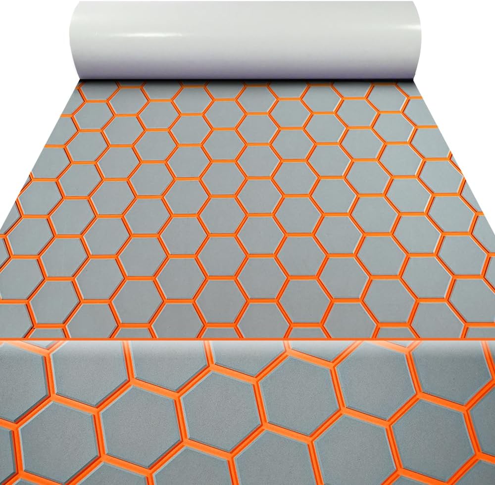 43.31' /37.7' New Hexagon EVA Self-Adhesive Boat Flooring and Decorative Fish for Yacht Pool Boat Flooring Sheet Thick Non-Skid mat