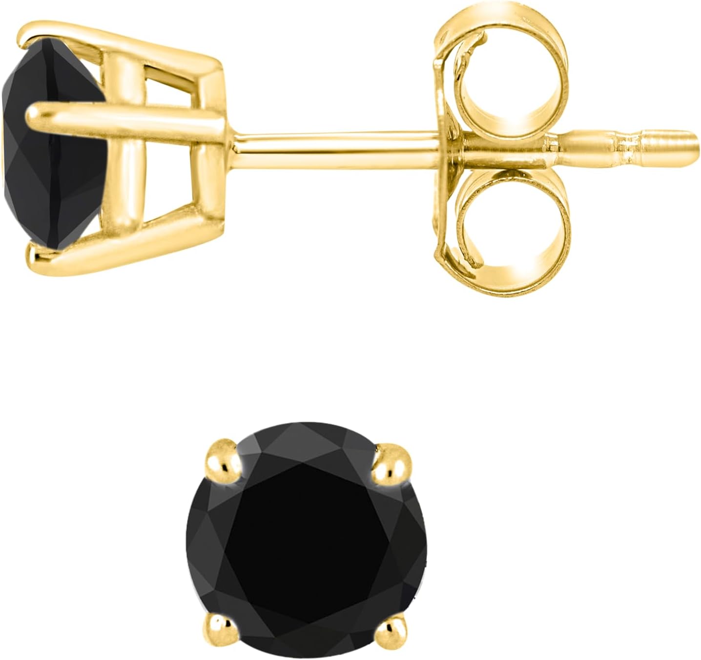Black Diamond Stud Earrings - 14K White Gold Diamond Earrings for Women