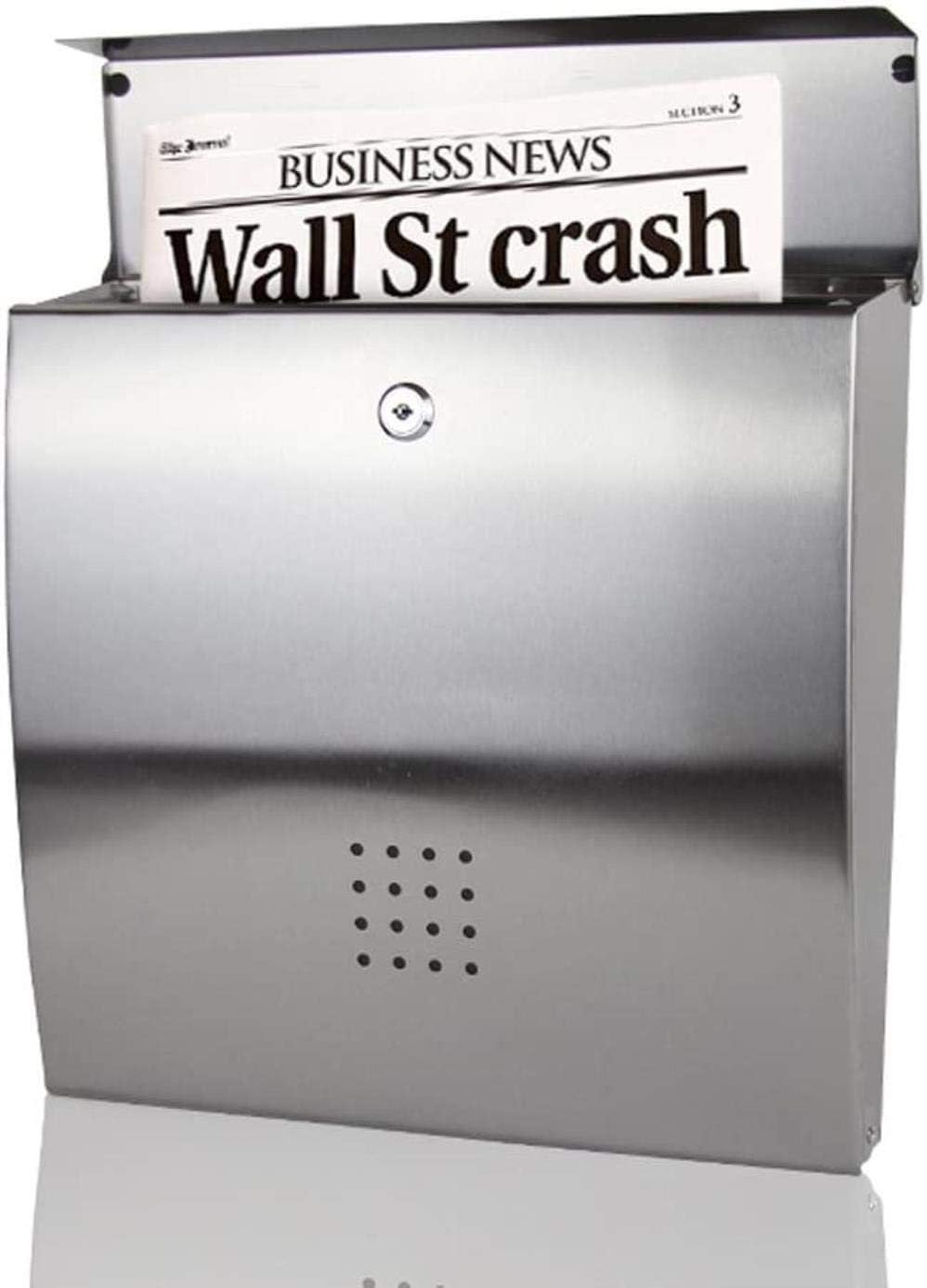 Mailbox Postbox Stainless Steel with Lock Letter Box Indoor and Outdoor Villa Wall-Mounted Letter Box