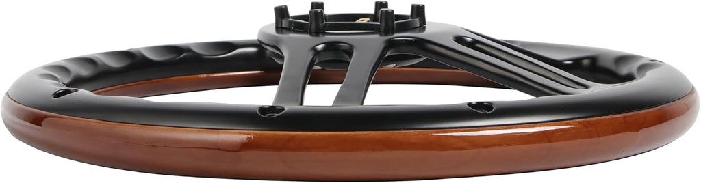 14' Billet Black Aluminum Steering Wheel w/Real Mahogany Wood Rivet Half wrap & Chevy Engraved Horn