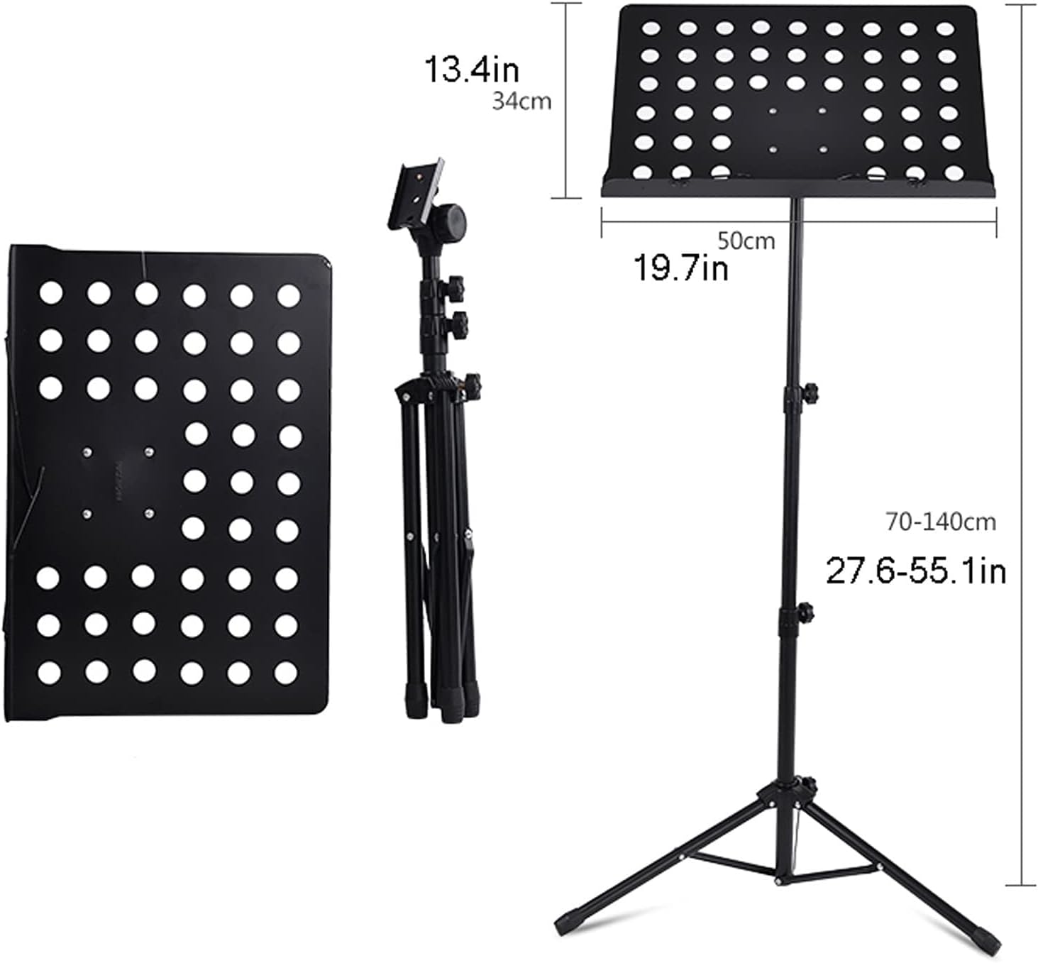 2 in 1 Dual-Use Folding Sheet Music Stand, Music Clip Holder Music Holder,with Waterproof Carrying Bag, for Violin Orchestra Conductor,Black，Blanc