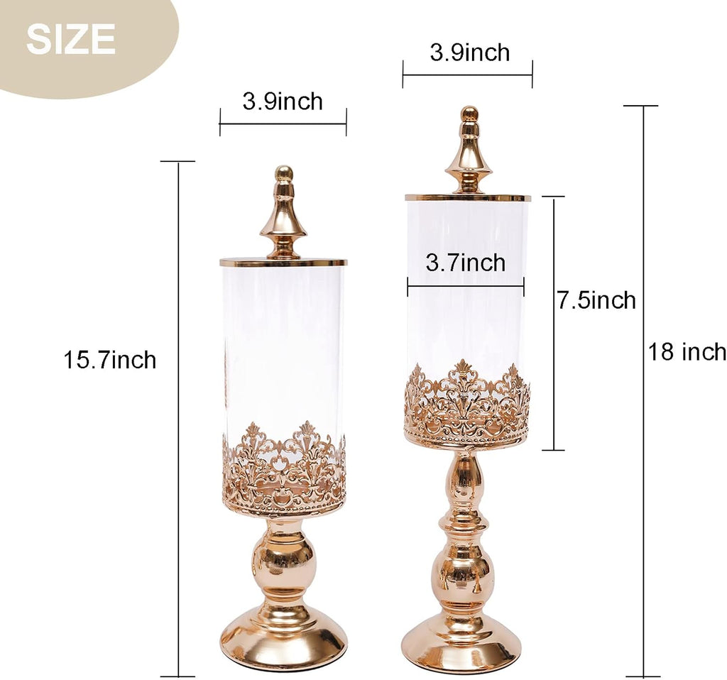 Candy Jars with Lids,4 PCS Gold Metal Sugar Bowl Holder Set,Candy Dish Buffet Storage Container Dessert Snack Biscuit Table Decor Stands for Home Wedding Party