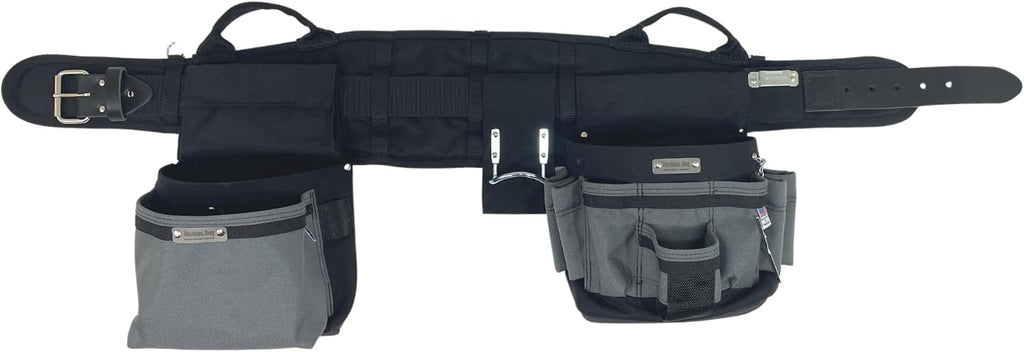 BOULDER BAG Ultimate Electrician's MAX Combo with Comfort Back Support Tool Belt, Leather Belt Buckle, Heavy Duty, Silver, (Extra-Large 37-42 Inch Waist), Made in USA