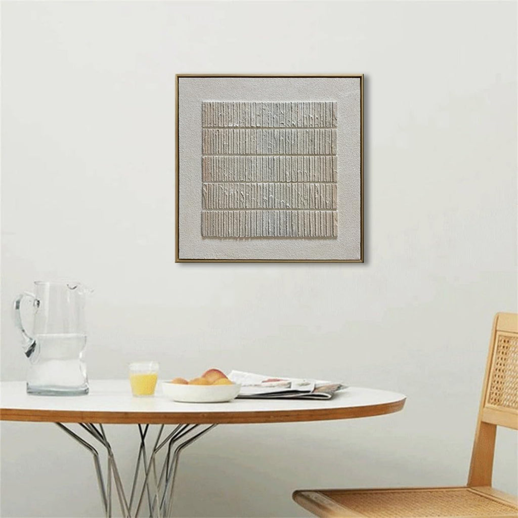 Slyart Beige Textured Wall Art Beige Minimalist Plaster Painting on Canvas 3D Wabi Sabi Wall Art Neutral Home Decor