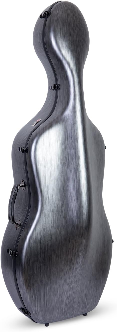 Crossrock Poly Carbon 4/4 Cello Case | Matte Black with Wheels & Music Pouch – Lightweight Hard Shell for Daily Commute & Student Orchestra