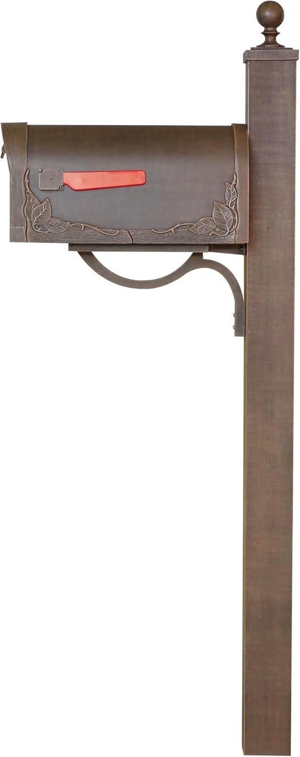 Special Lite Floral Curbside Mailbox with Springfield Post - Copper Aluminum Mailbox with Direct Burial Post - SCF-1003_SPK-710-CP