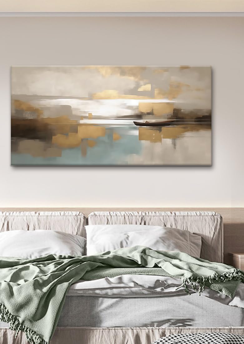 Beige Abstract Wall Art Living Room Wall Decor Canvas Painting Large Framed Modern Abstract Artwork Print Neutral Wall Art Bedroom Decor Picture Artwork for Office