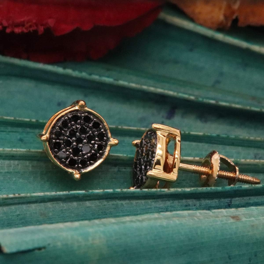 Dazzlingrock Collection - 0.25 Carat (ctw) 18K Gold Plated Sterling Silver Round Black Diamond Ladies Stud Earrings 1/4 CT