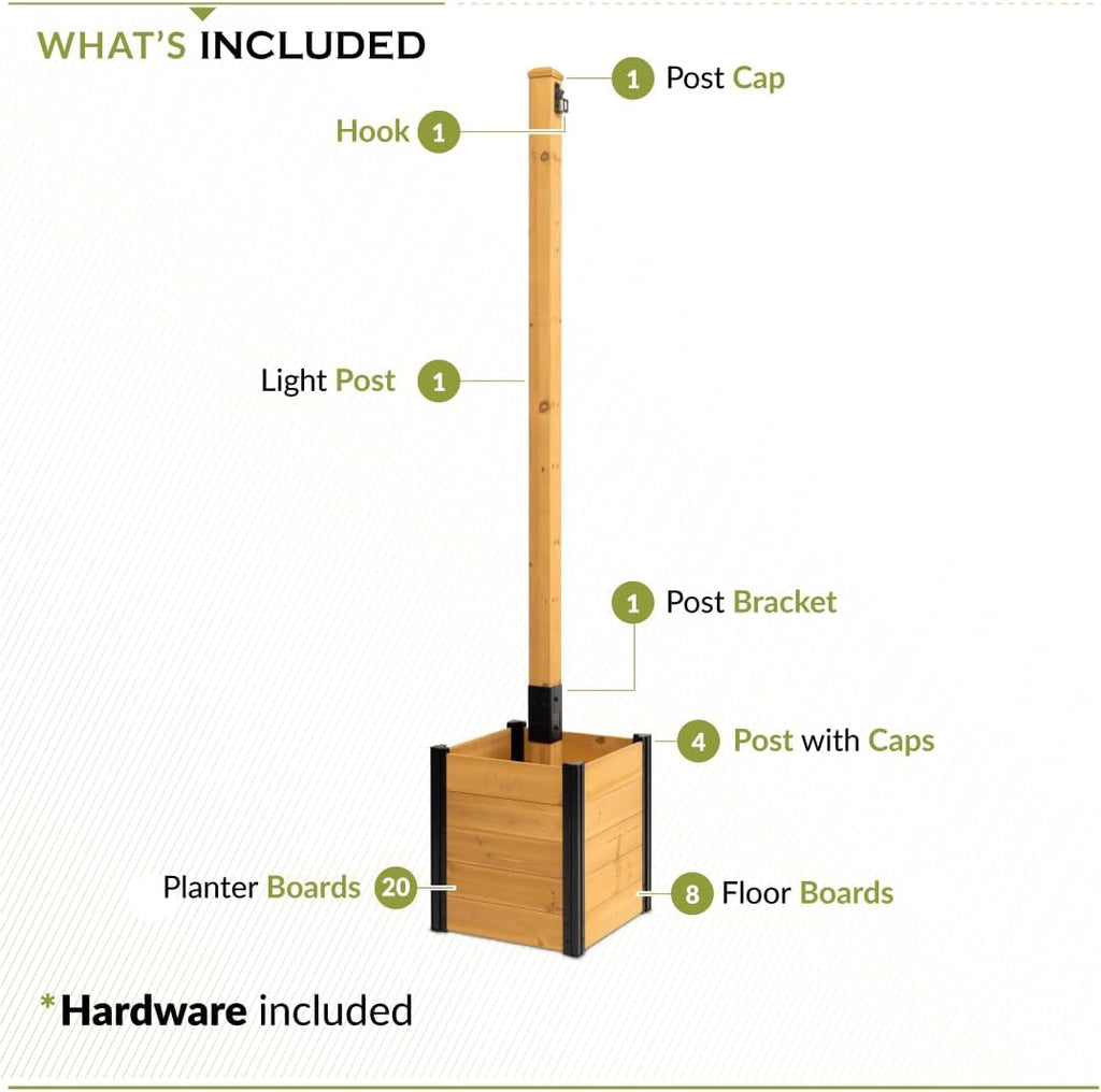 8.5ft H (1 Post w/Planter Box) Freestanding Zippity Concord String Light Post for Outdoor Hanging Lights, Outdoor Lamp Poles for Balcony Illumination, Patio Decor for String Glow, ZP19081