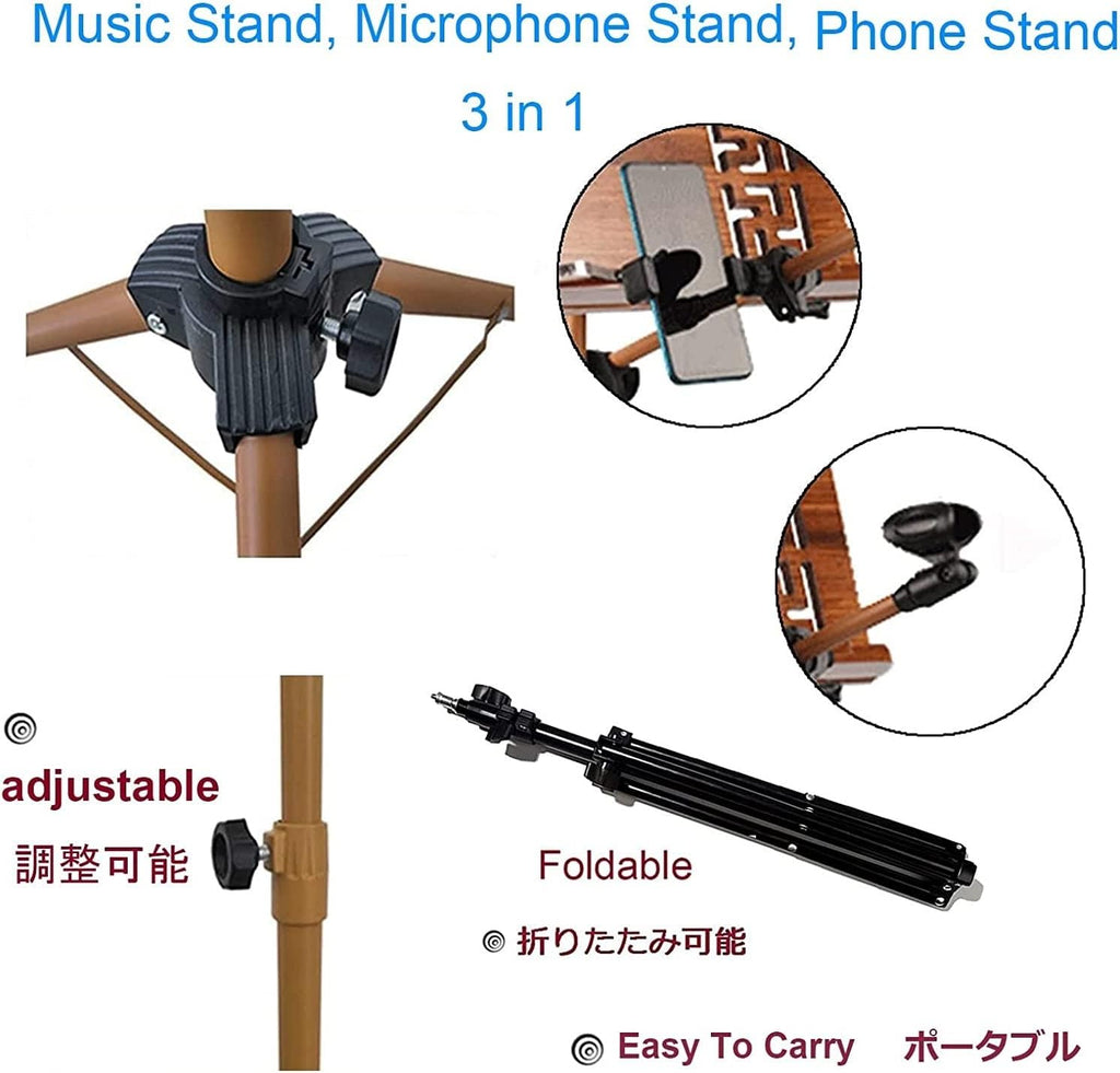 Wooden Sheet Music Stand for Piano Violin Guitar Drums - 28'-71' Adjustable Compact Collapsible Floor Standing Music Stand, Easy to Assemble (Size : Style 2)