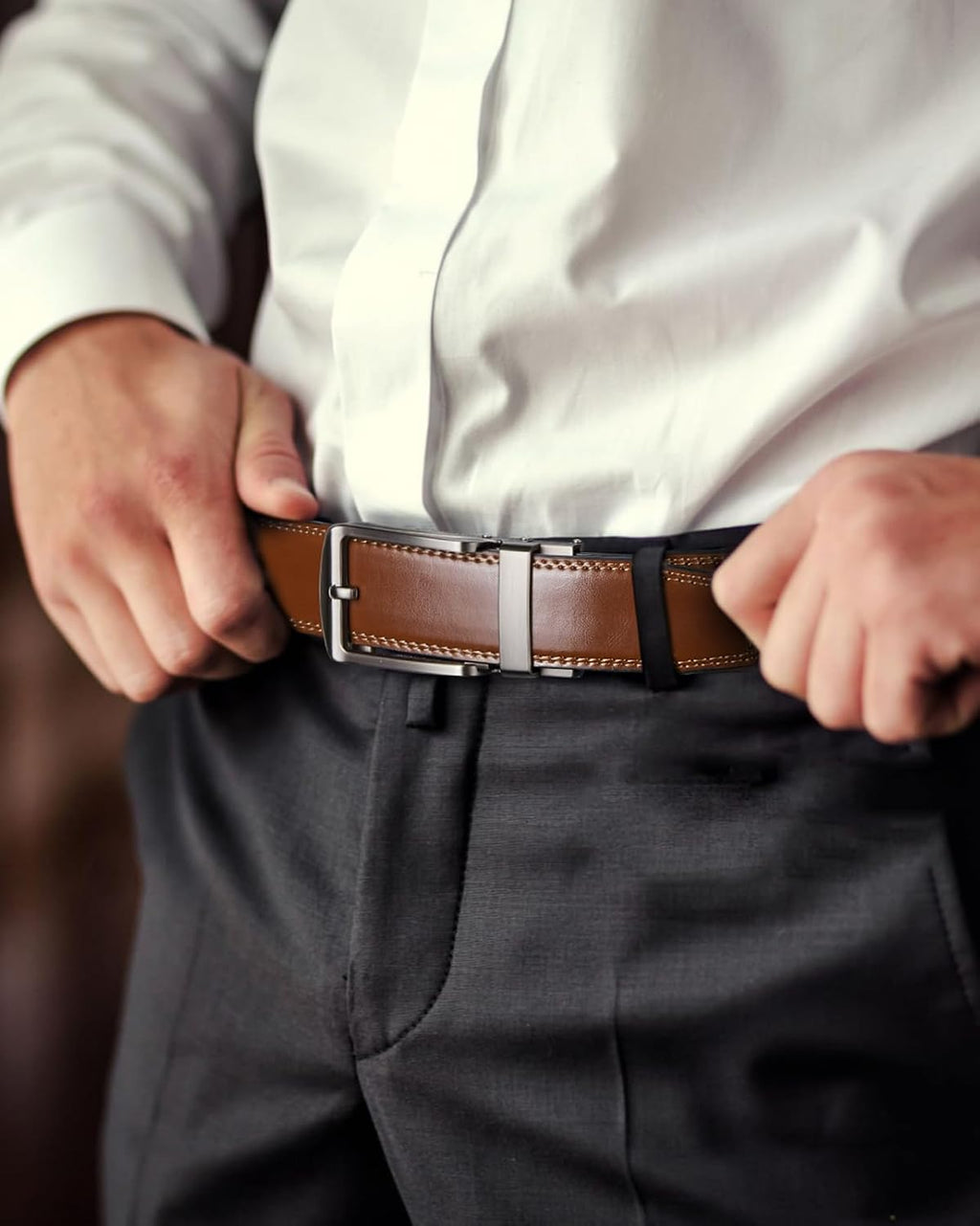 Executive Reversible Genuine Leather Belt Men 1 3/8' Golf Dress Casual Two-in-One Gift Box.