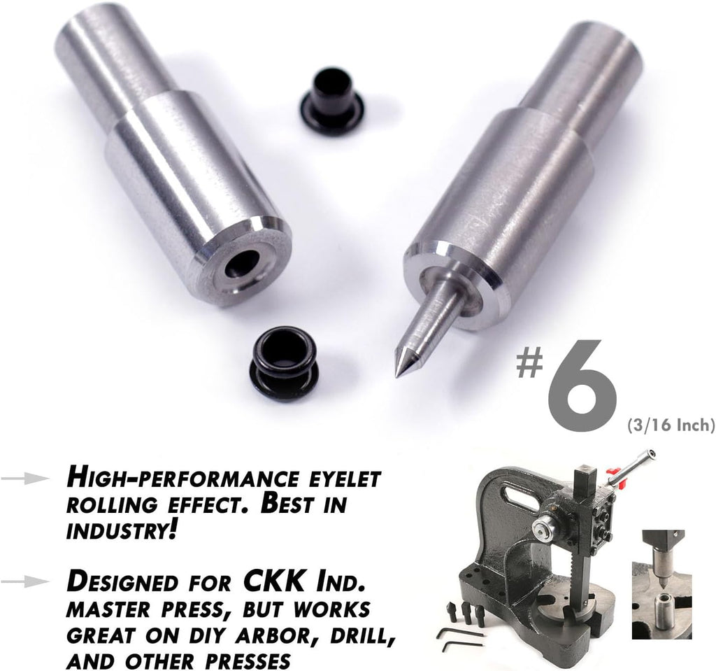 HolsterSmith Eyelet Setting Press + #6-9 & #8-9 Eyelet Bundle - (Master Series Press) - (Includes: Arbor Press, 3/16 + 1/4 Eyelet Setting Dies) - (#6-9 & #8-9 Black Coated Eyelets) - for DIY Hobby & C