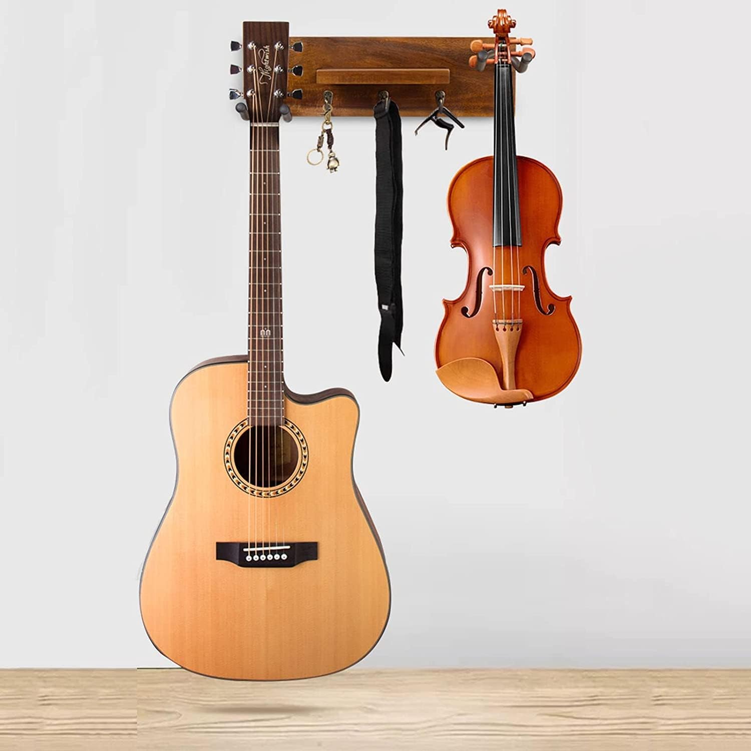 Music Stand Wall Mounted Acoustic Guitar Stand Music Stands with Hook/Shelf Music Holder Home Sheet Music Stands Guitar Storage Display Rack More Stable