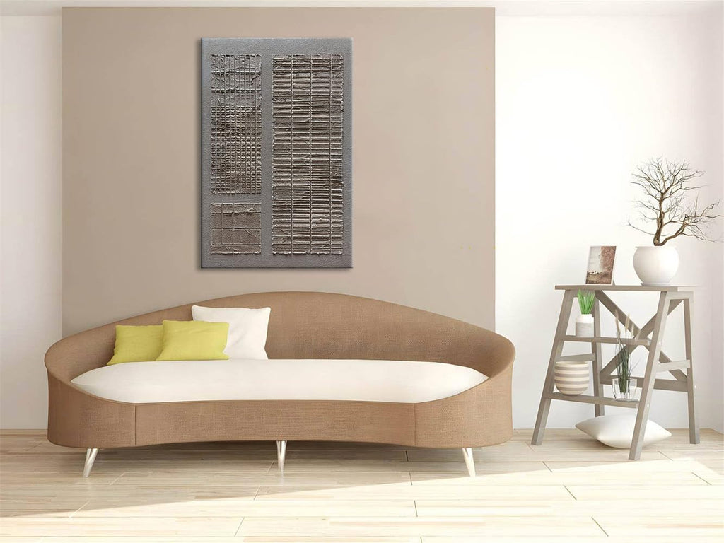 Slyart Hand-Painted Beige and White Texture Abstract Wall Art Oil Painting 45x30 inch Contemporary Minimalist Art Home Wall Decoration for Living Room Bedroom Kitchen Office