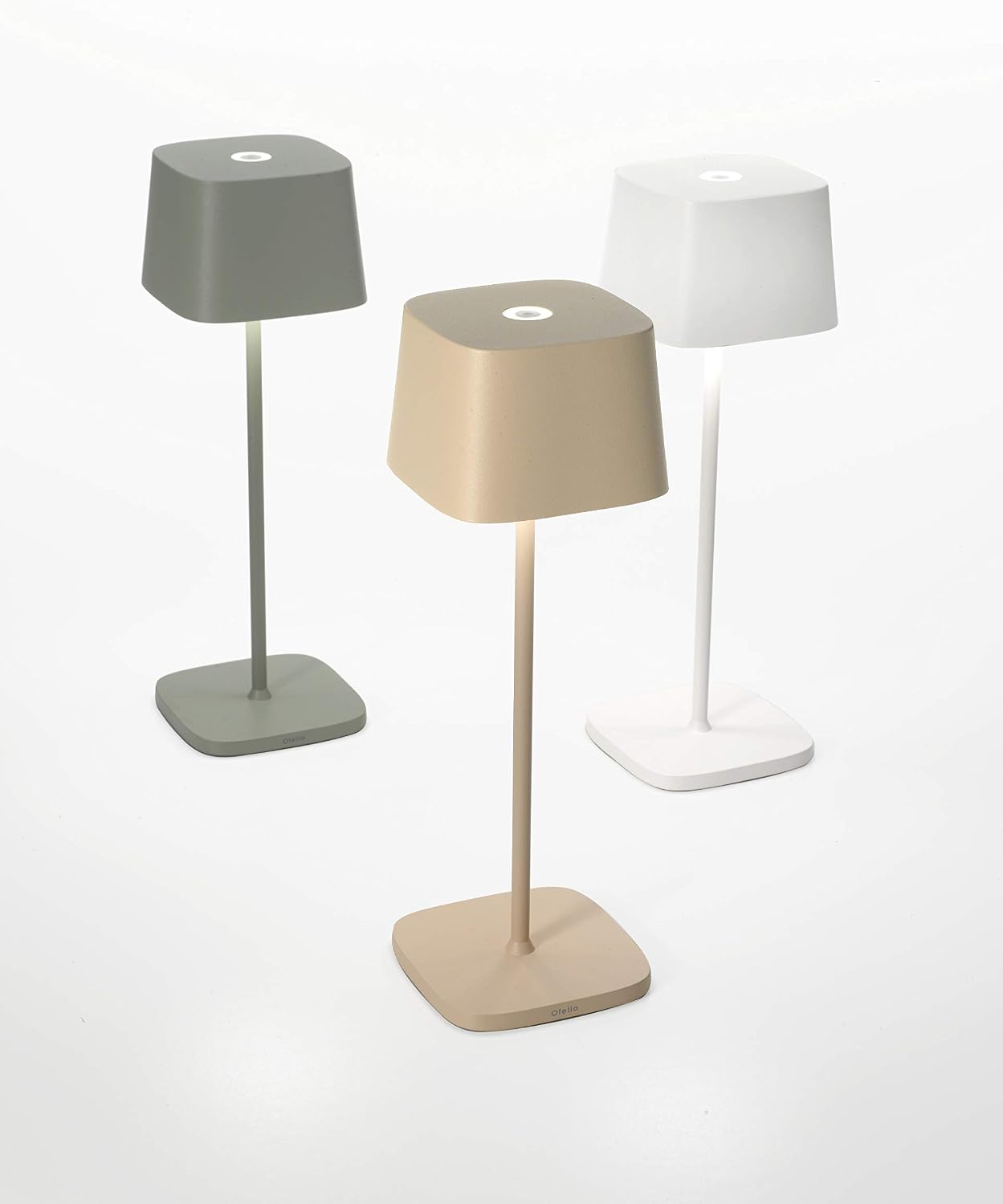 Zafferano, Ofelia Pro Lamp, Rechargeable Cordless Table Lamp with Touch Controls, Suitable for Indoor and Outdoor, Dimmer, 2700-3000 K, Height 12 Inches, Sand Color