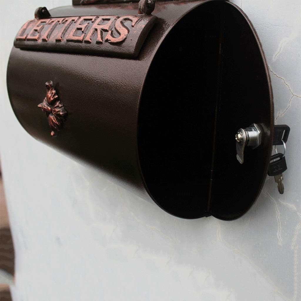 Outdoor Mailbox Retro Vintage European Aluminum Wall Mounted Mail Box Post Box Secure Letterbox Outside Mailboxes with 8pcs Retro Writing Stationery