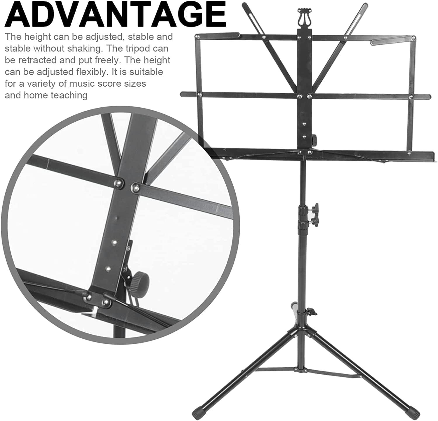 Portable Music Stands Adjustable Height Music Holder Portable Folding Sheet Music Stands Ukulele Violin Book Stands