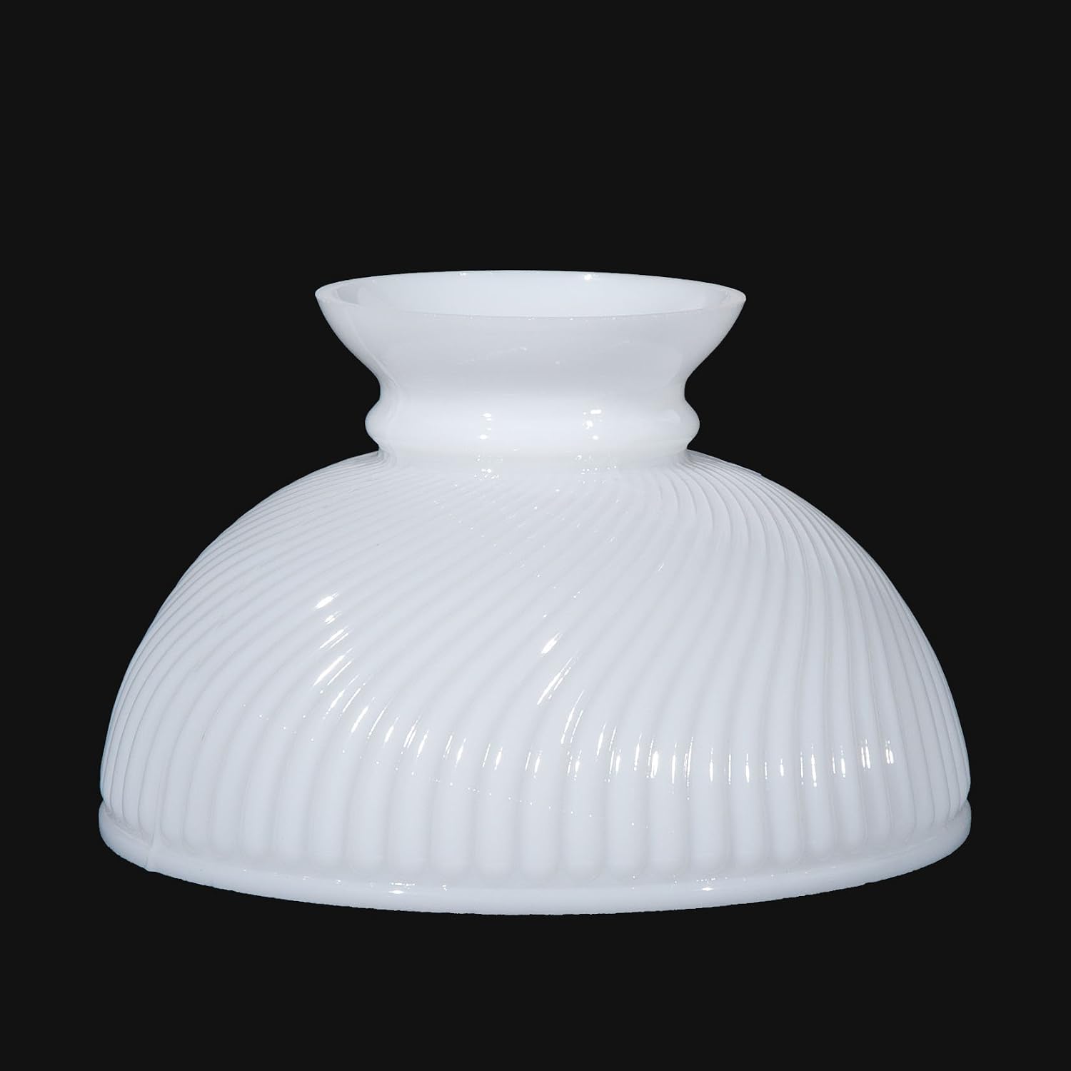 B&P Lamp® 10' Opal White Swirl Ribbed Student Lamp Shade with Plain Top