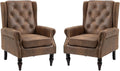 Mid-Century High Wingback Chair Set of 2,Microsuede Accent Chair Armchair with Buttons,Modern Living Room Chairs with Rivet Decoration,Leisure Single Sofa Chair for Bedroom,Home Reception (Coffee)