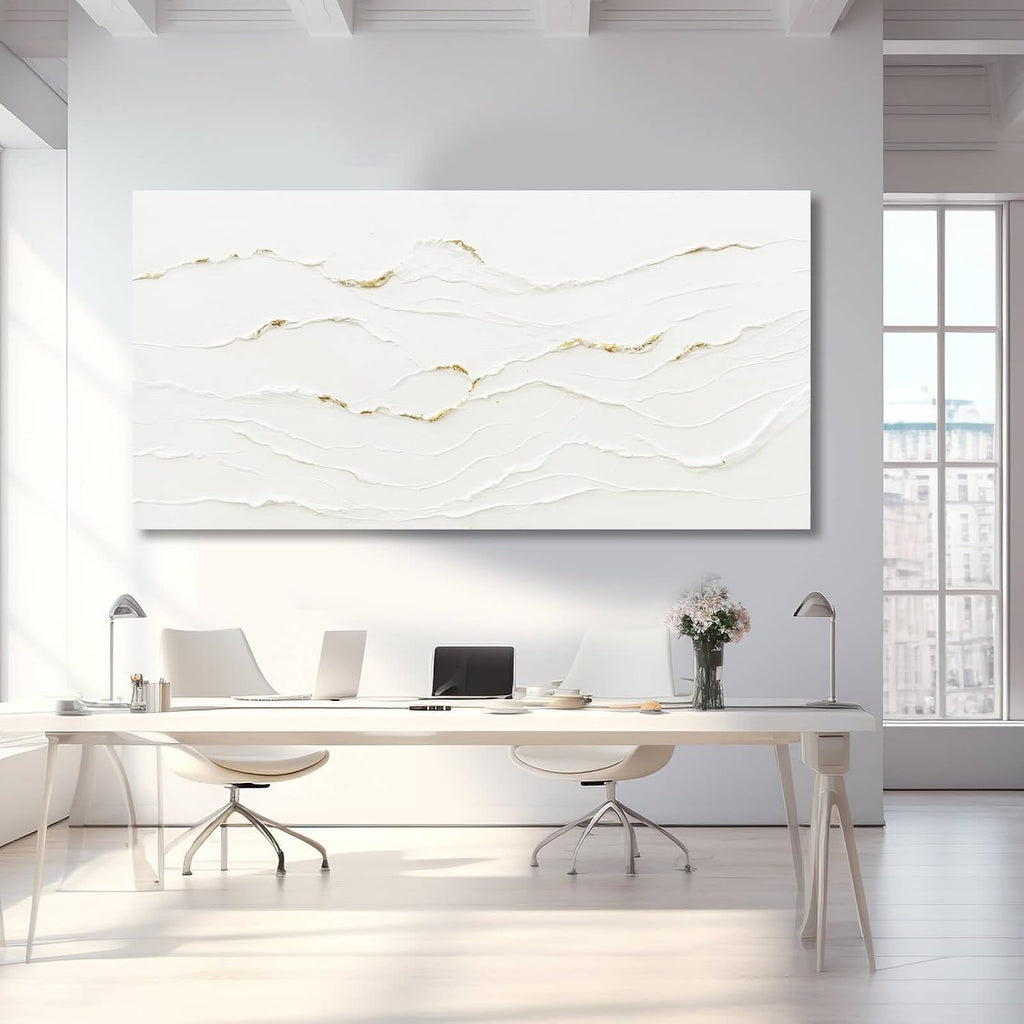 WINKAILIN White Painting Artwork Simple Decorative Pictures 29'x58' Abstract Wall Art for Living Room Modern Wall Hanging Decor for Kitchen