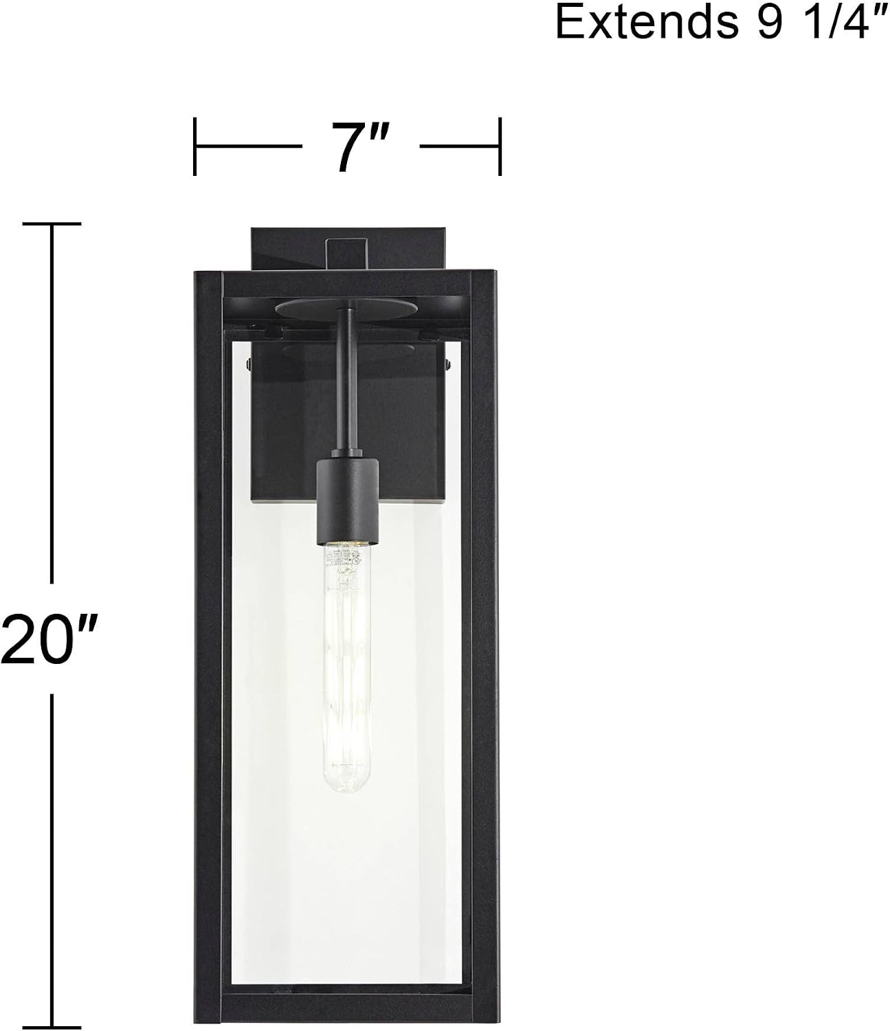 John Timberland Titan Modern Industrial Outdoor Wall Light Fixture Mystic Black Metal 20' Clear Glass Damp Rated for Exterior House Porch Patio Outside Deck Garage Yard Front Door Garden Home