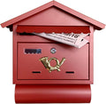 Mailboxes for Outside Locking, Vintage Wall Mount Mailbox, Galvanized Rust-Proof Metal Mailboxes, for Household, Outdoor, Garden(Red)